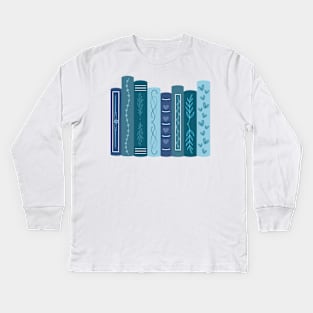 Blue Bookshelf Kids Long Sleeve T-Shirt